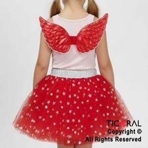 SET ALAS TORNASOLADA Y TUTU CON BRILLOS BABY ROJO x 1